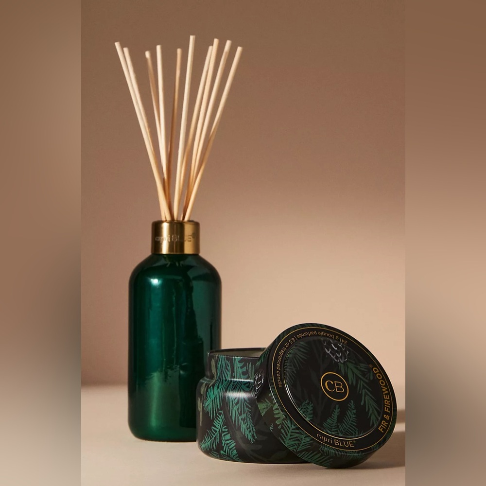 NWT Anthropologie Capri Blue Fir & Firewood Tin Candle 8.5 oz. - Picture 3 of 3